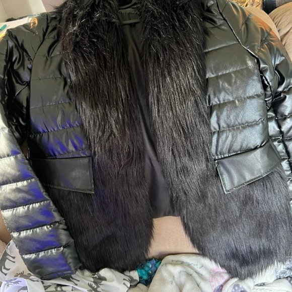 Faux Fur Warm Fall Light Winter Jacket Sz S - Picture 3 of 3